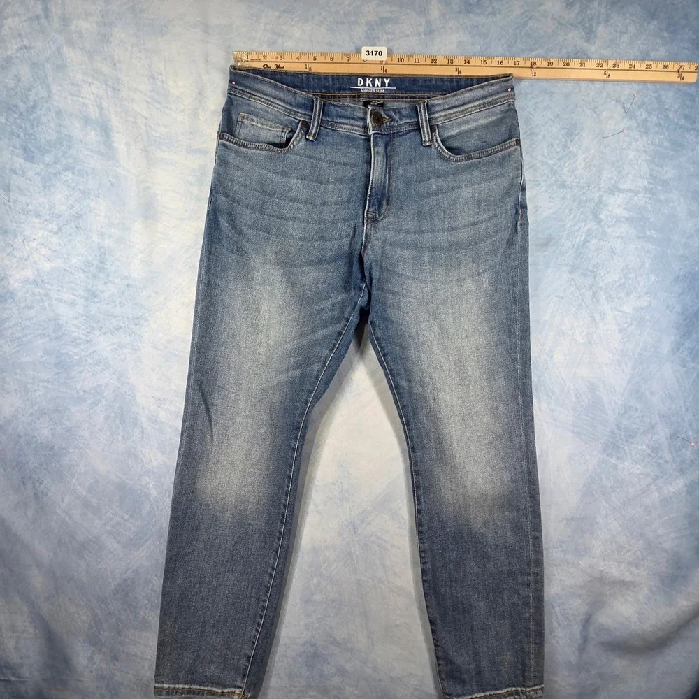 DKNY Mercer Slim Mens Blue Denim Jeans 33x30 Stretch Cotton Blend Pants